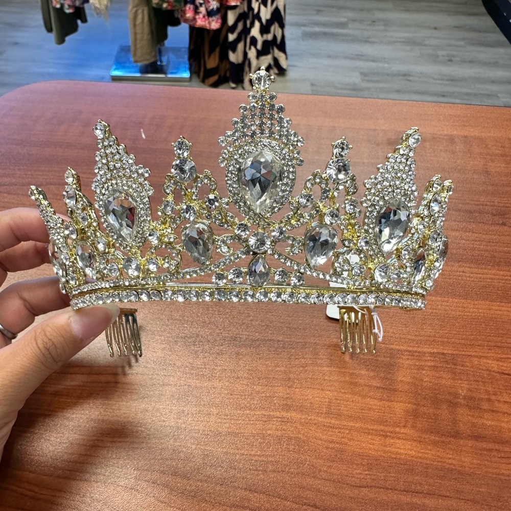 Elegant Gold and Silver Pageant Quinceanera Tiara